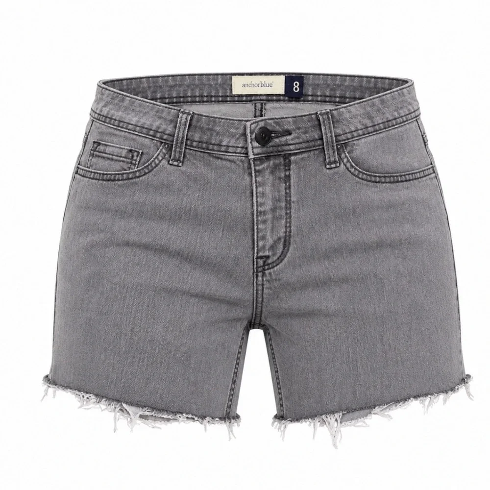 Anchor Blue Denim Shorts Womens 8 Gray Excellent Vintage Y2K Raw Hem Cutoff